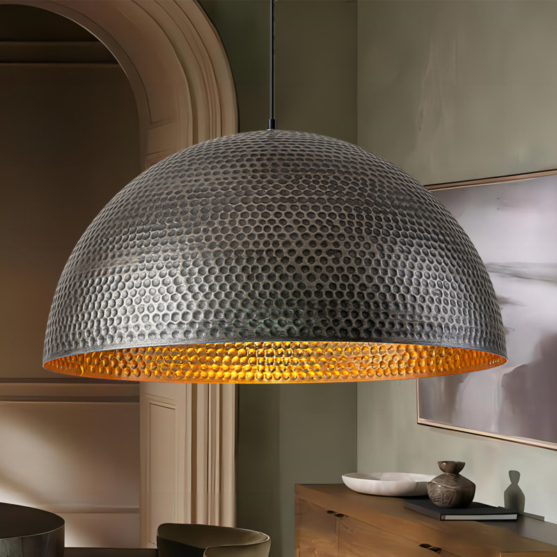 Aire 1 - Light Dome Pendant for Kitchen Island, Pewter, 12" H x 23.6" W x 23.6" D