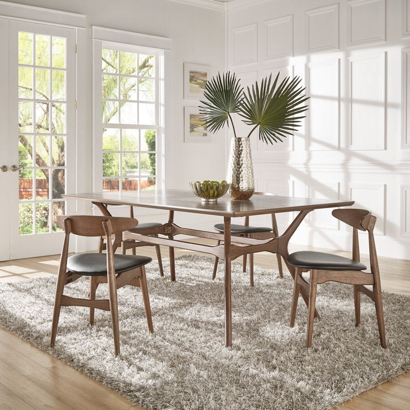 Ensemble de salle à manger rectangulaire Wynonna Mid-Century, 5 pièces: table, 4 chaises