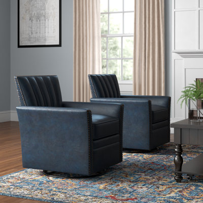 Fauteuil pivotant en cuir Arhianna