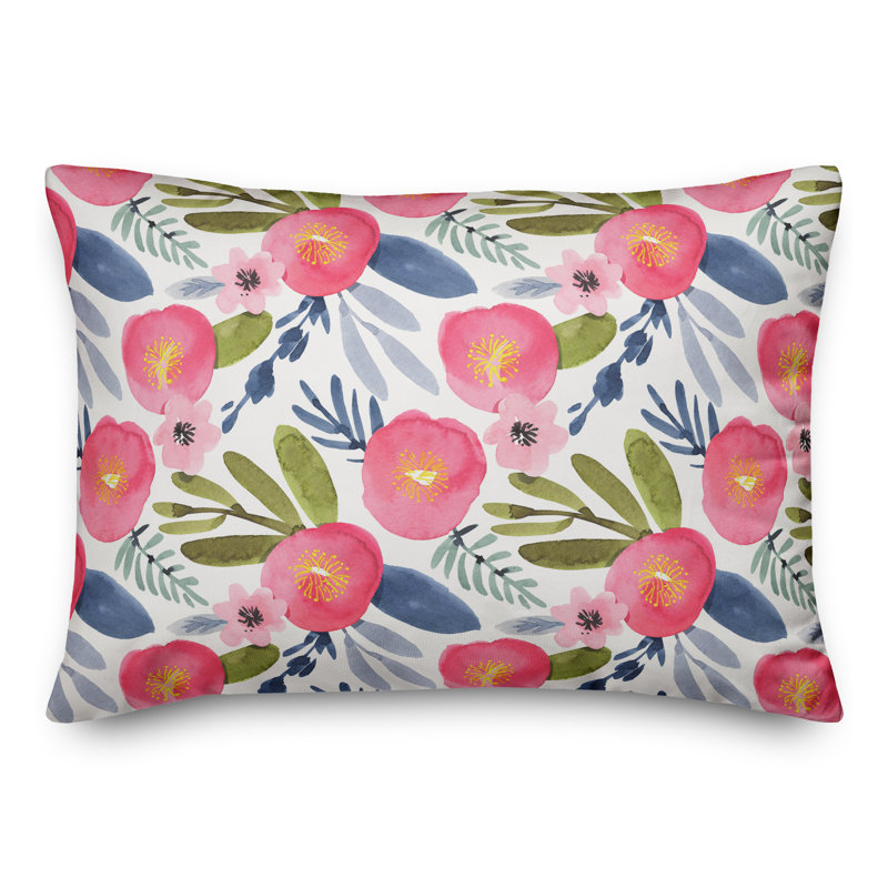  Coussin d'extérieur Watercolor, Polyester / Bourre en polyester, Rose/Vert/Bleu