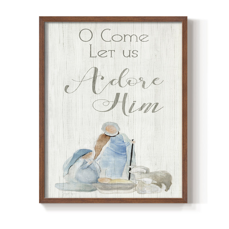 Adore Him Framed Print - Solid Wood, 30" H x 24" W, Walnut