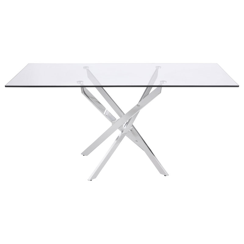 Freidin X-Shaped Dining Table Chrome And Clear
