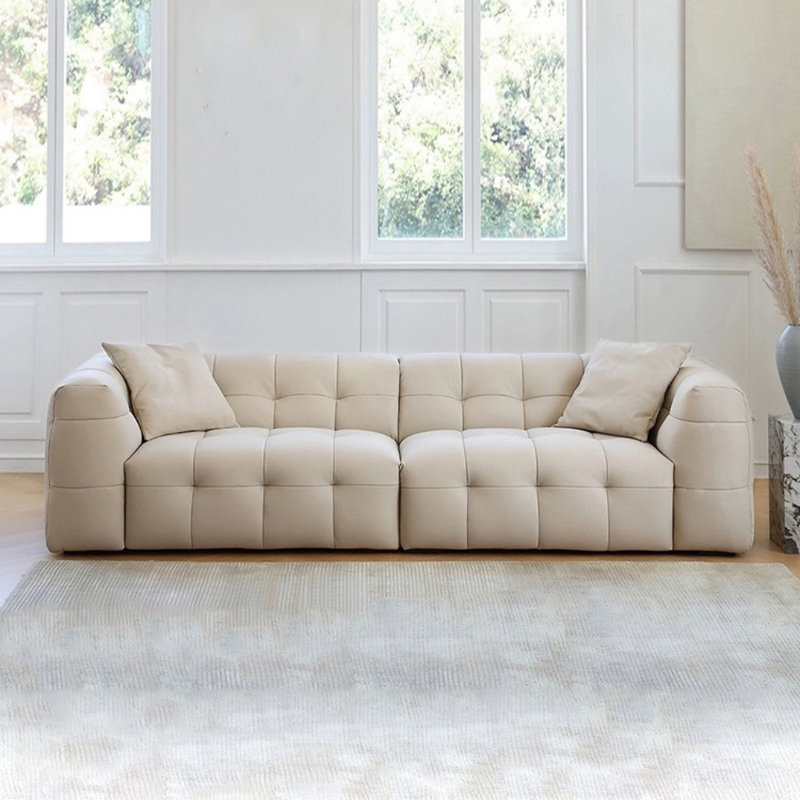 Canapé français simple de style crème, H 27,56 po x l 118,11 po x P 40,55 po, Kaki