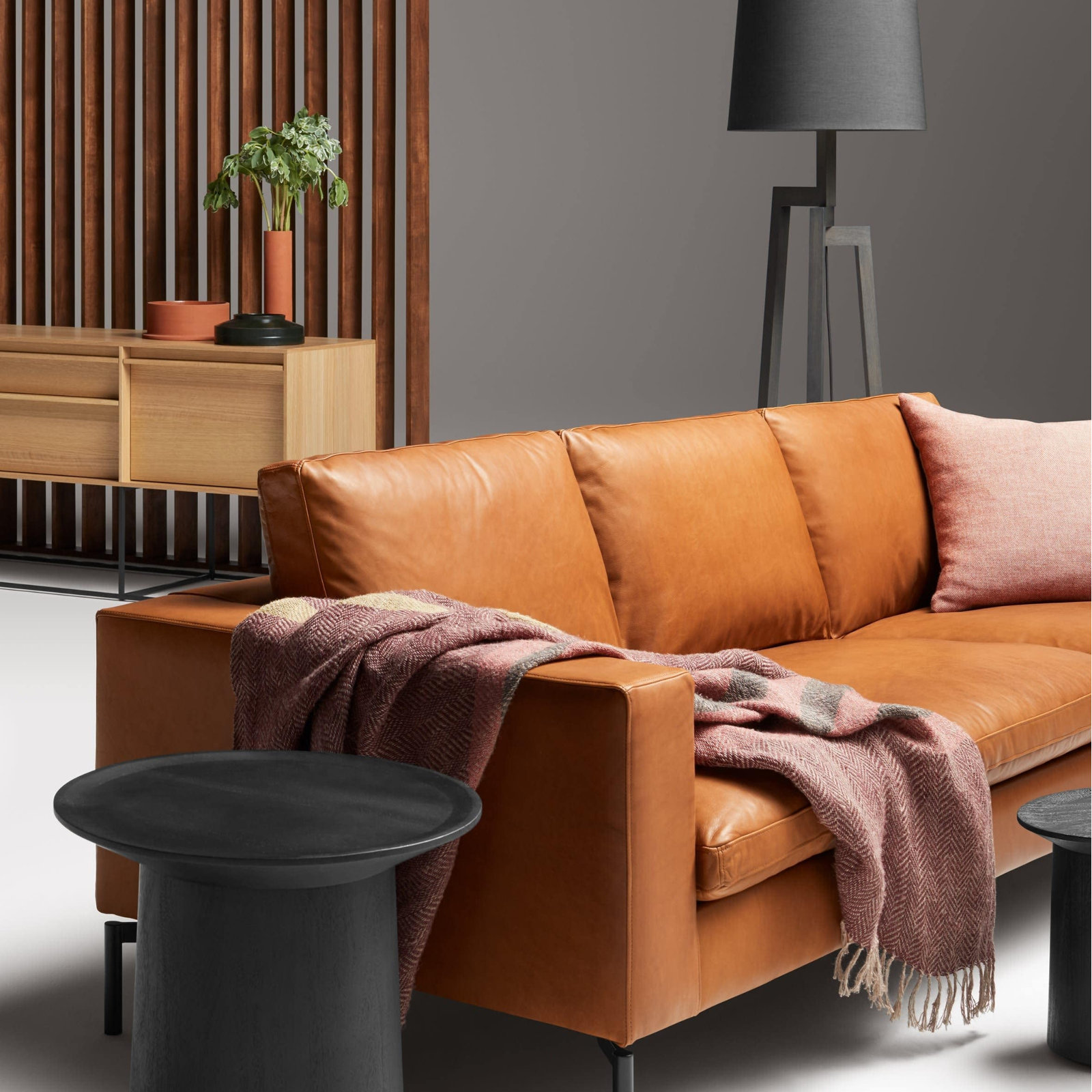 New Standard Upholstered Sofa, Toffee Genuine Leather, 32" H x 104" W x 35" D