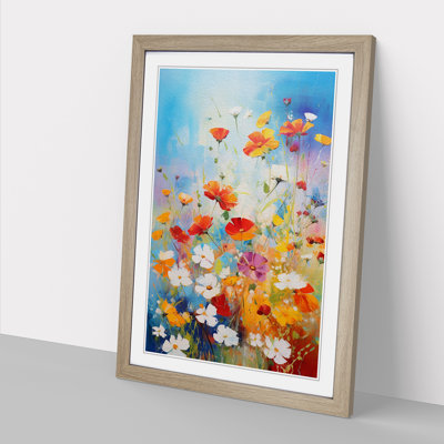 Wildflowers Action No.3 - Single Picture Frame Print on Wood