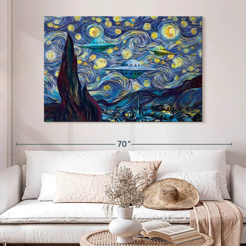 Kelan Alien Invasion Starry Night, H 34 po x l 51 po