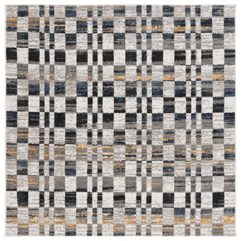 Pyramid Performance Geometric Rug, Square 6'7"