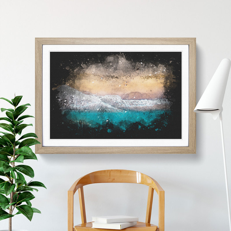 Walking upon a Beach in Corfu Greece - Picture Frame Graphic Art Print, Oak Framed, 62cm H x 87cm W x 2cm D