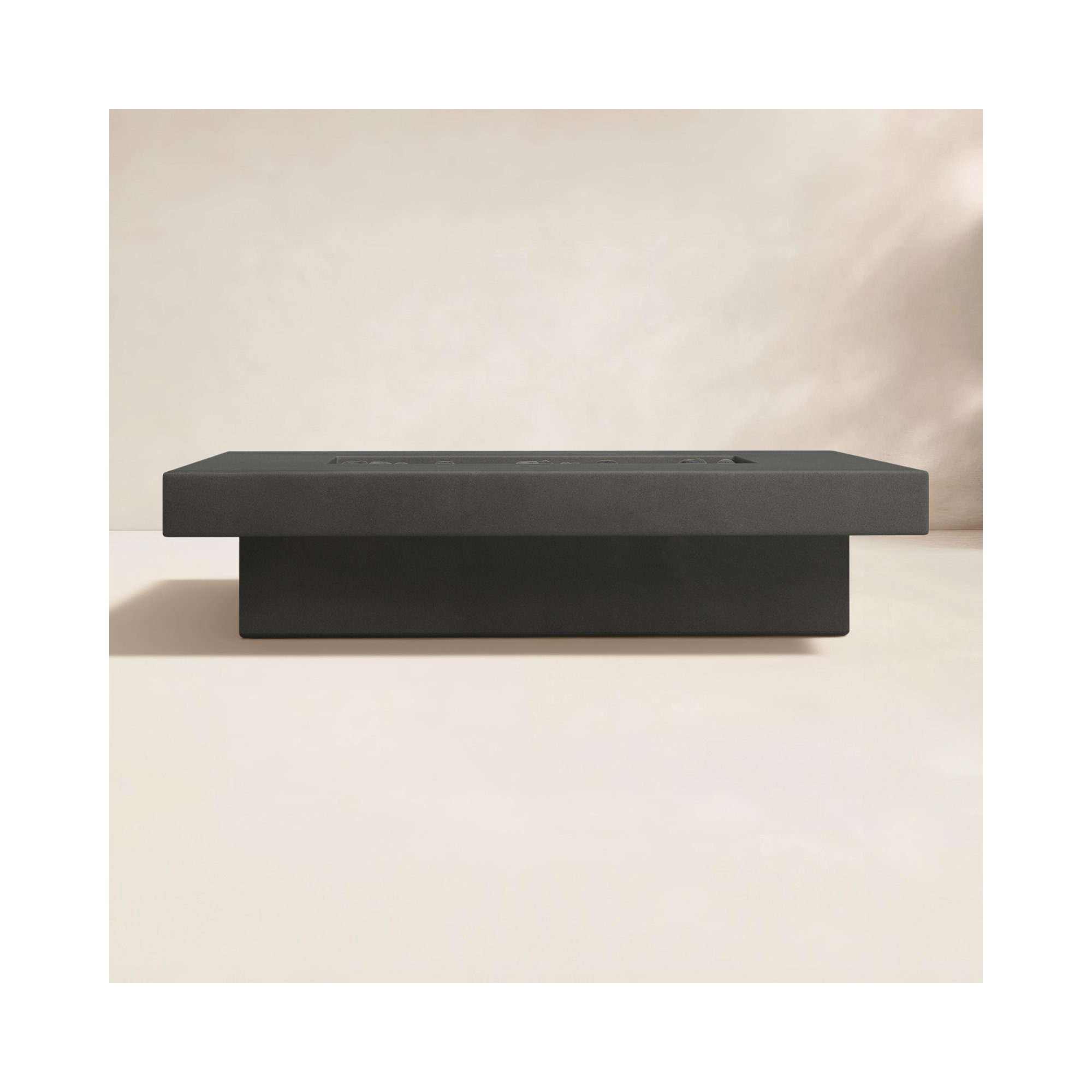 Geneva Outdoor Rectangle Fire Pit Table, Carbon, 14" H x 60" W x 45" D