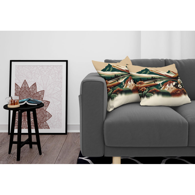Hunter Green and Pale Redwood Microfiber Reversible Throw Pillow Set