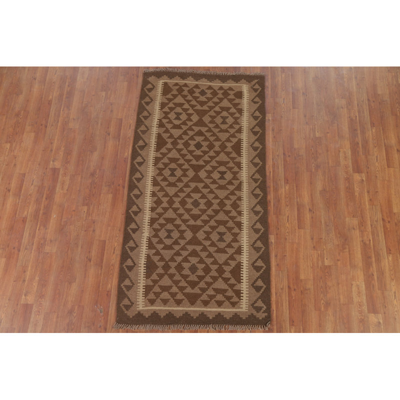Reversible Wool Kilim Runner Rug 3x7