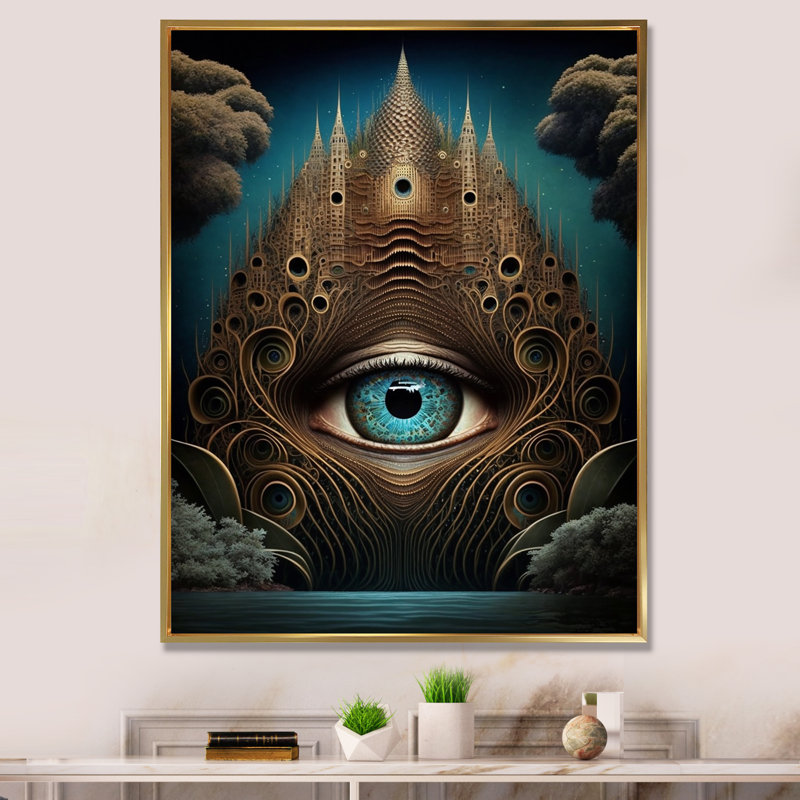 Temple mystique de la Conscience antique I - reproduction, 44" H x 34" W, Cadre flottant doré