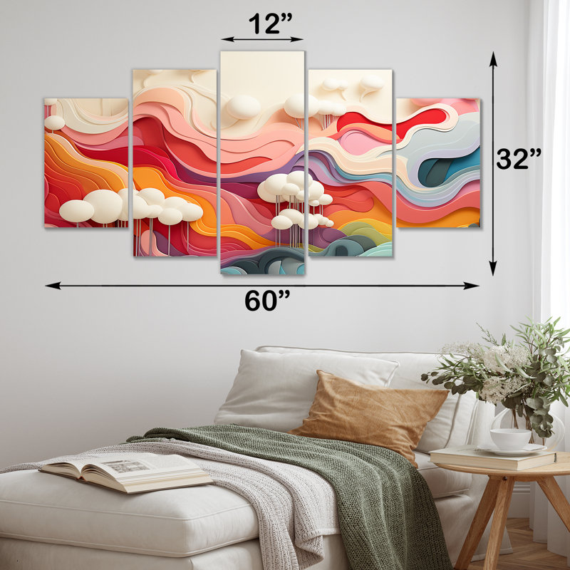 «Colorful Fantasy Mountain Landscape I - Abstract Multipanel», ensemble d'art mural
