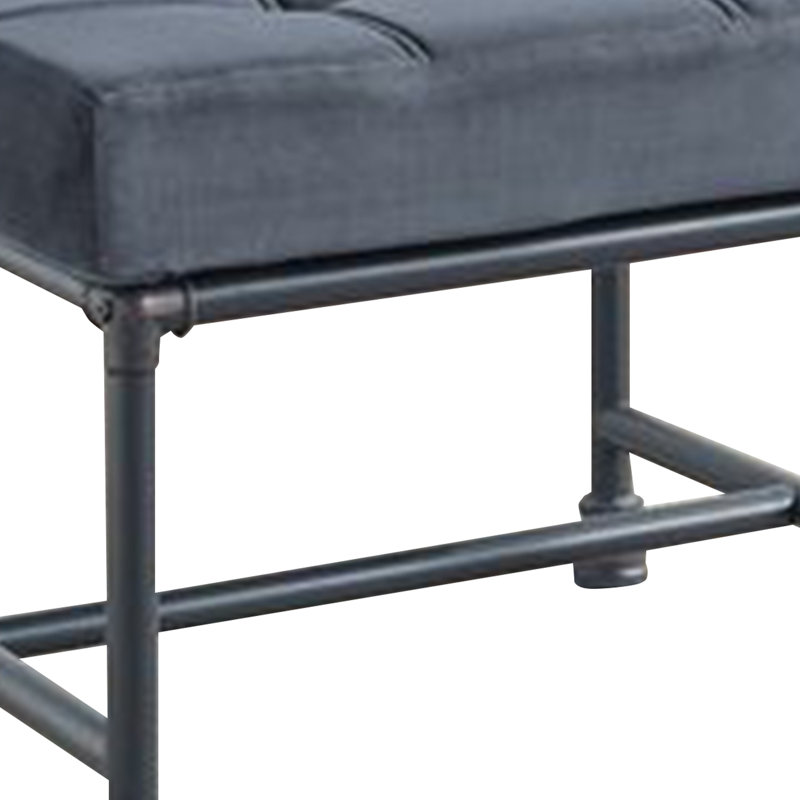 Repose-pieds avec siège en velours capitonné et structure en métal, gris