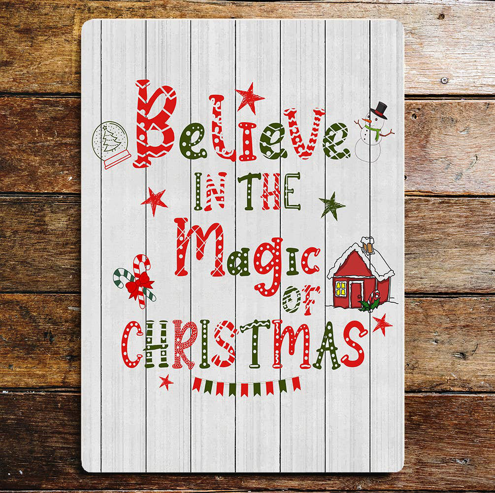 Wanddekoration Believe in the Magic of Christmas Metal Vintage