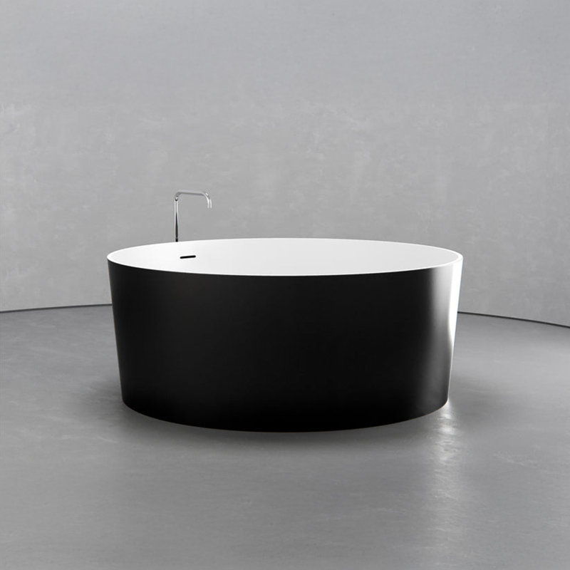 Vast Studio 58.9” Iron/White Freestanding Round Bathtub – Deep Soaking Tub with Minimalist Spa-Inspired Modern Design & Seamless Matte Luxury Finish