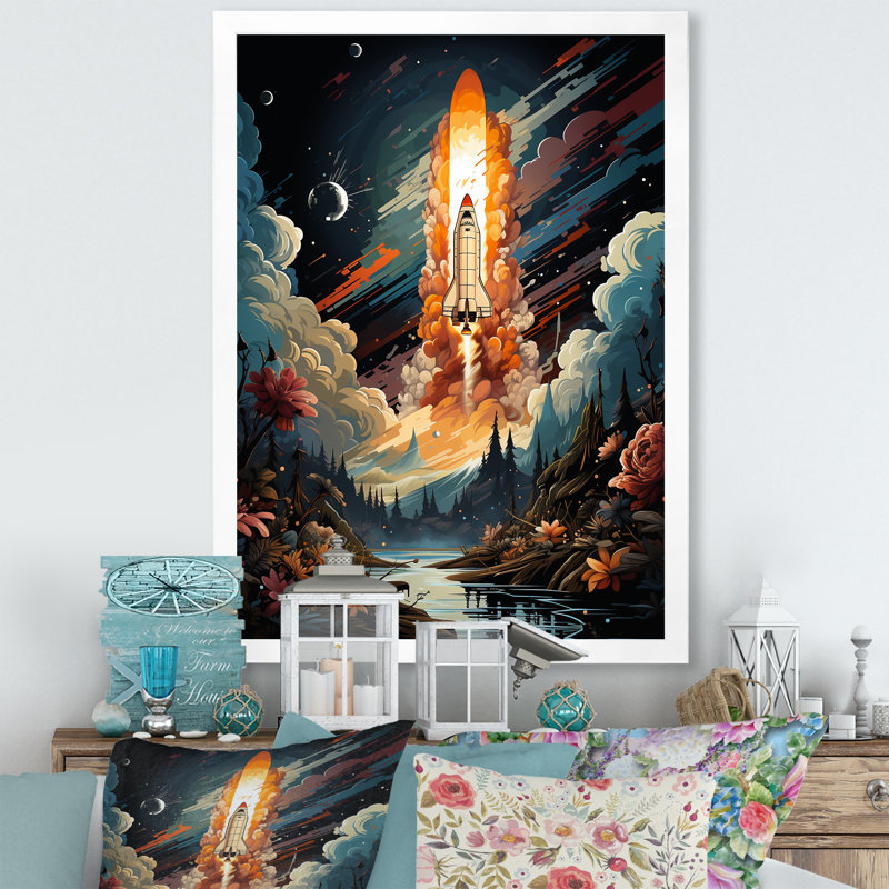Rocketship Rhyth II - Rocketship, reproduction d'art mural, Cadre photo blanc, H 20 po x l 12 po x P 1 po
