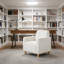 Chaise avec accoudoirs en tissu White Boucle