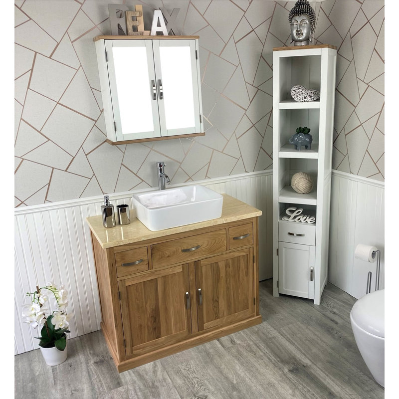 Ambellina 1000mm Single Bathroom Vanity with Vessel Ceramic Basin, Oak