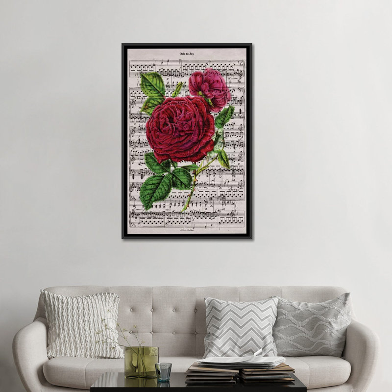 «Ode to Joy», impression sur toile, H 26 po x l 18 po x P 1,5 po, Toile avec cadre noir, Pas de tapis