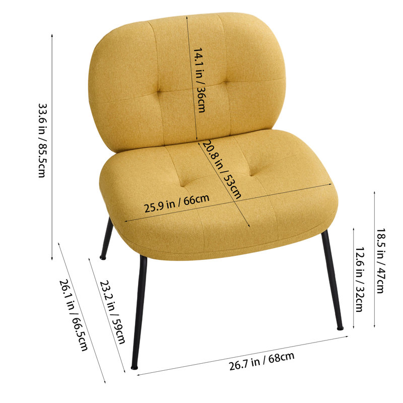 Velvet Accent Chair, Yellow Linen