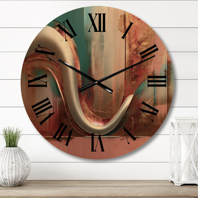 Horloge murale en bois massif Tacey, Moyenne