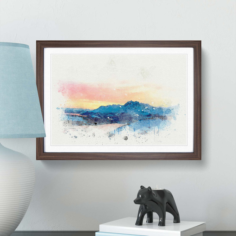 Mountains in Tromso Norway in Abstract - Framed Print, 27cm H x 36cm W x 2cm D, Walnut Framed