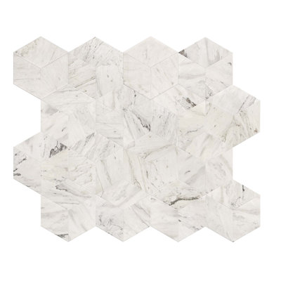 Carreau de marbre hexagonal naturel poli pour mur et plancher, 1 boîte de 12 pièces