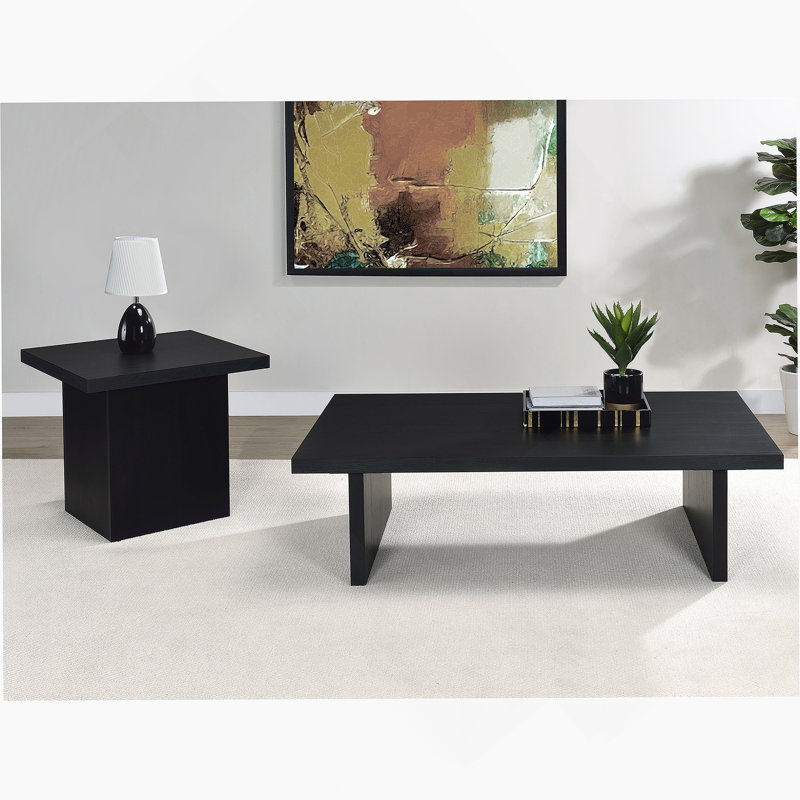 Table basse rectangulaire noire en stratifié