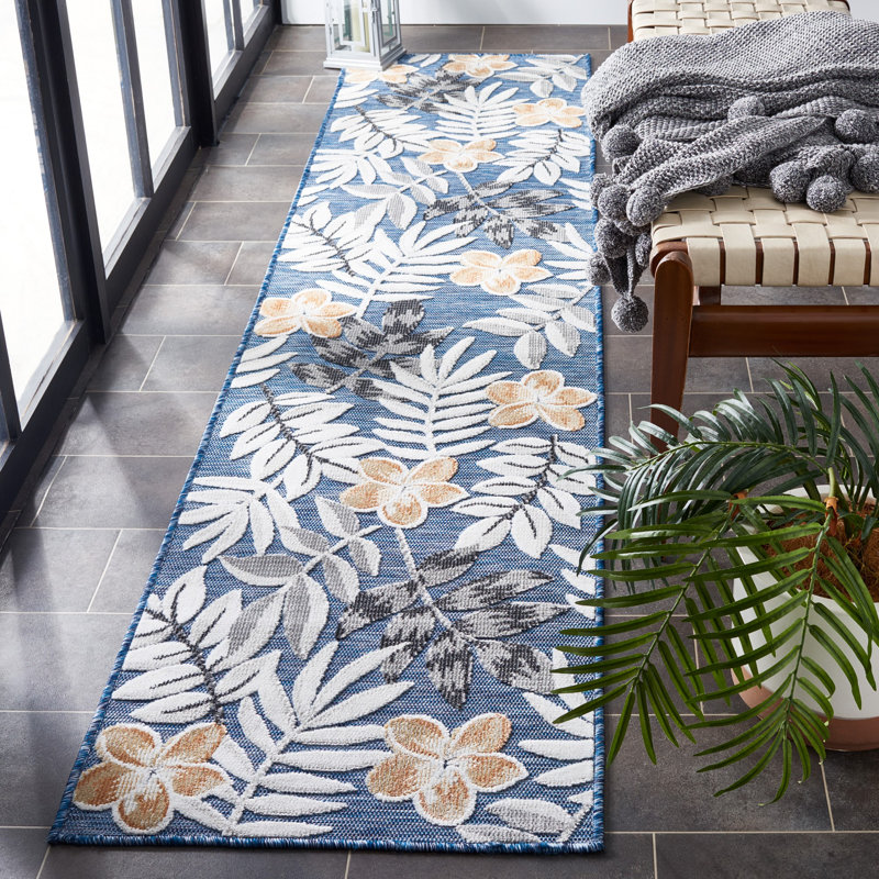Tapis intérieur / extérieur bleu / gris Strinko, Tapis de couloir 2 pi x 9 pi
