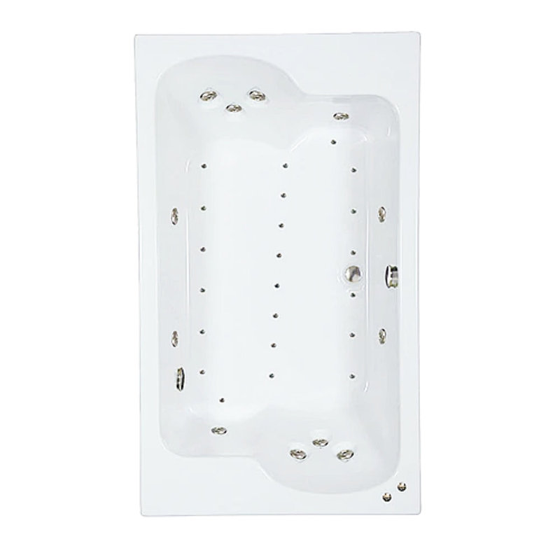 72" L X 43" W Drop In Combination Acrylic Bathtub with Center Drain in White