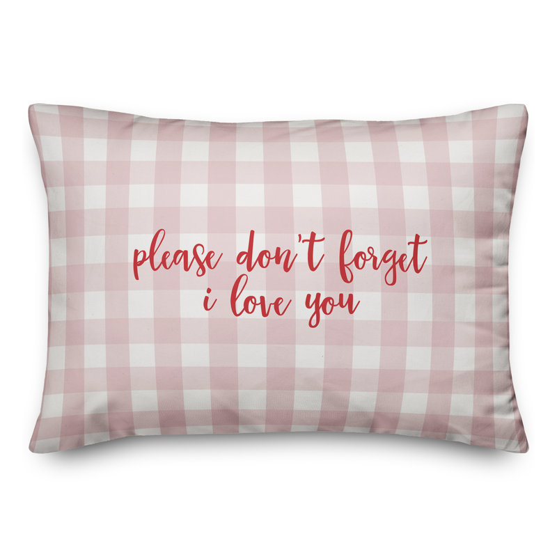  Coussin décoratif "Veuillez ne pas oublier" I Love You, Rouge / rose
