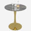 Round Dining Table for 2-4 People, Gray Faux Marble Top Gold-Tone Pedestal Base, Mid-Century Modern 27.6-Inch Compact Accent Table