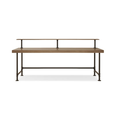 Bureau double moderne et simple en bois massif avec bibliothèque intégrée