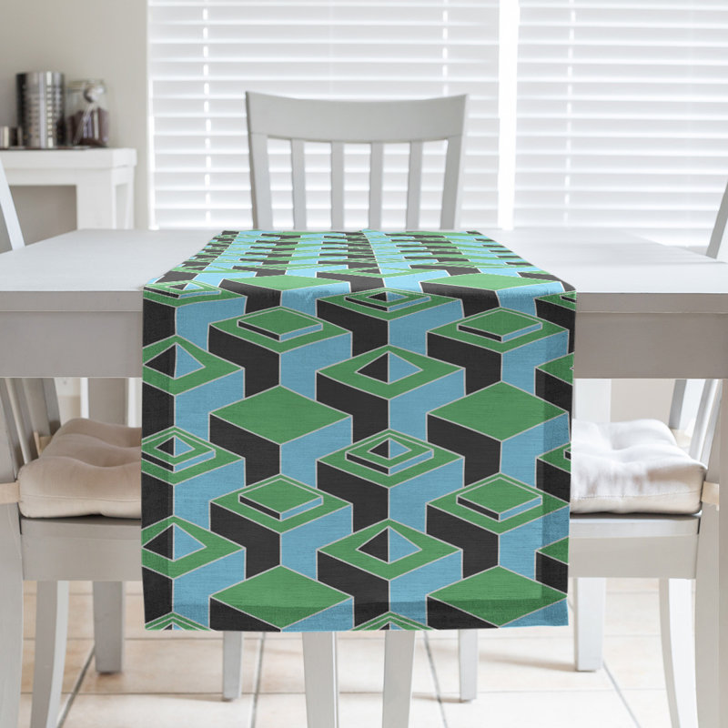 Chemin de table Classic Skyscrapers, 16 po x 90 po, Vert / Sarcelle