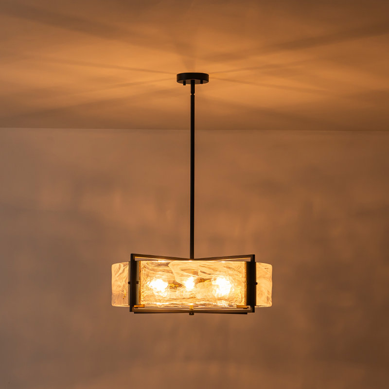 Modern 6-Light Cloud Glass Drum Chandelier
