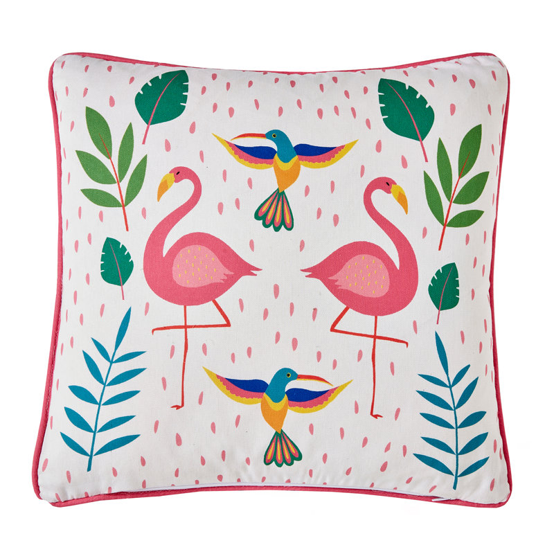 Tropical Flamingo Indoor / Outdoor Animal Print Pink Square Cushion