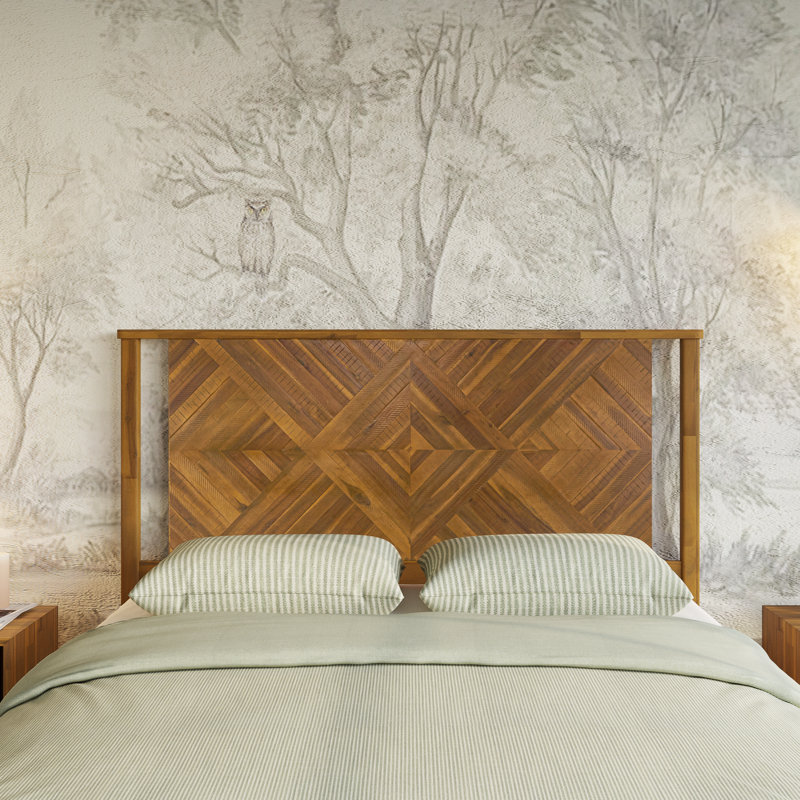 Ethan Solid Wood Rustic Headboard, Queen, Rustic Dark Brown