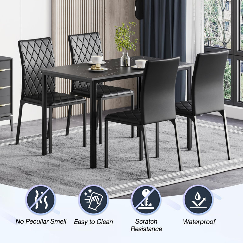 Dining Set, Black, Black