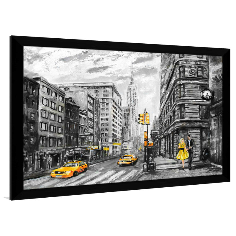 «NY NY», reproduction encadrée, H 27,5 po x l 39,5 po x P 0,75 po, Cadre noir