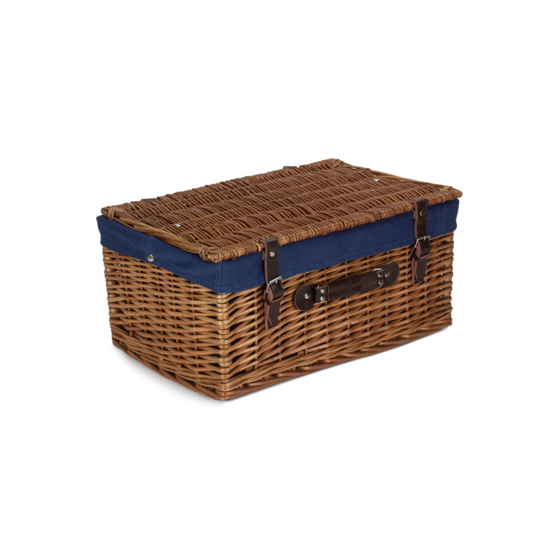 20" Hamper Basket With Lining, Double Steamed/Navy Blue