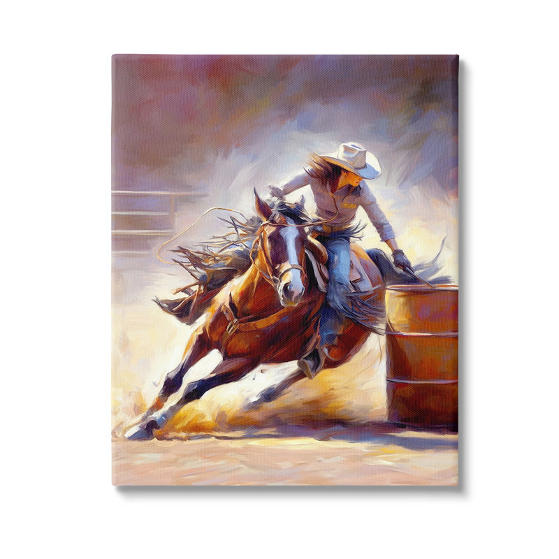 Art équestre sur toile par une fille jockey par Ramona Murdock, H 20 po x l 16 po