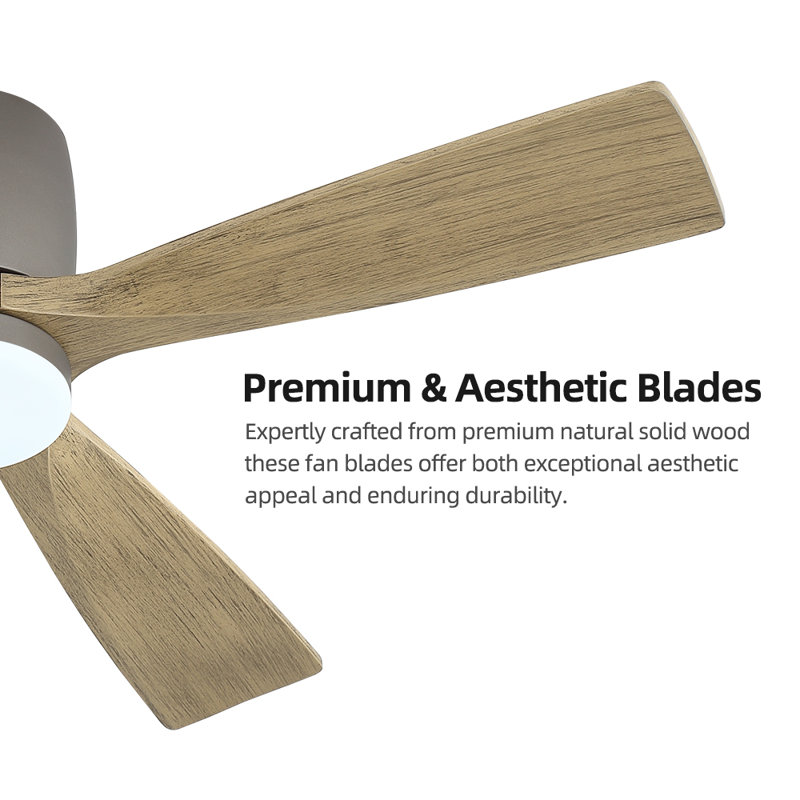 48 In. 4 Solid Blades Indoor Ceiling Fan With Integrated Led And Remote, Flush Mount, Gray, Gray