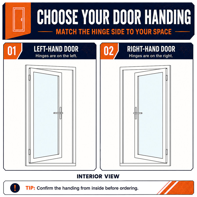 Porte d'entrée extérieure blanche en aluminium l 36 po x H 80 po, Côté gauche
