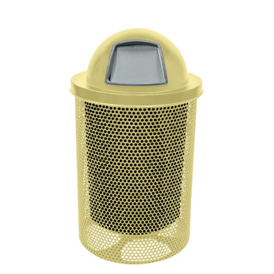 Coated Outdoor Furniture 32-Gal Trash Can, Textured Sandstone, Dome Lid