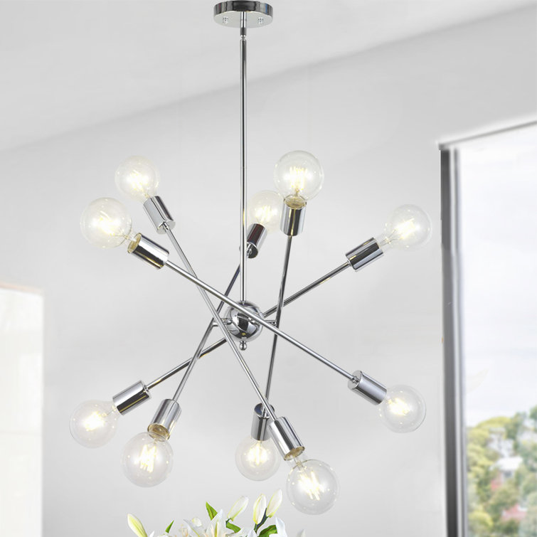 10-Light Sputnik Chandelier Lighting In Chrome Finshed With Adjustable Arms