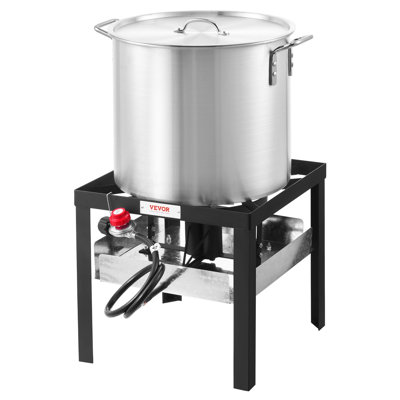 Ensemble d'ébullition pour fruits de mer de 100 pte avec crépine, casserole et panier à bouillir pour l'extérieur, ensemble de cuisson pour langouste à crabe bouillant, marmite en aluminium avec brûleur au propane de 100 000 BTU et support à vapeur