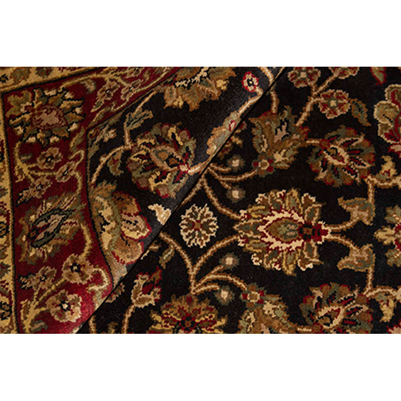 Hand-Knotted High-Quality Black and Red Area Rug