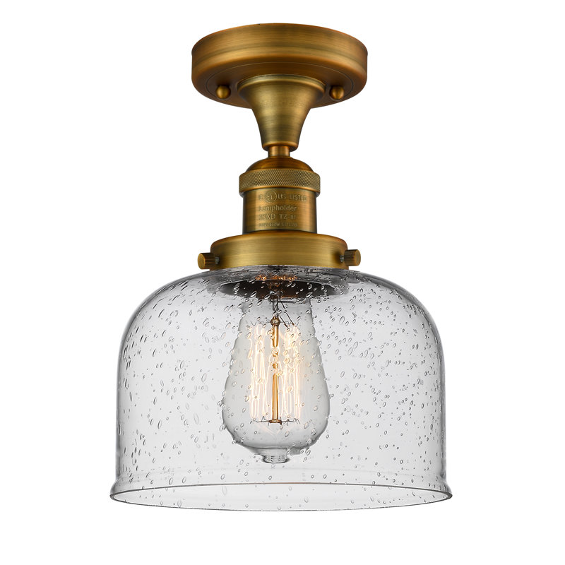 Plafonnier semi-encastré 8 po Bell, Laiton brossé, Grainé, Ampoule à DEL rétro de 6 watts