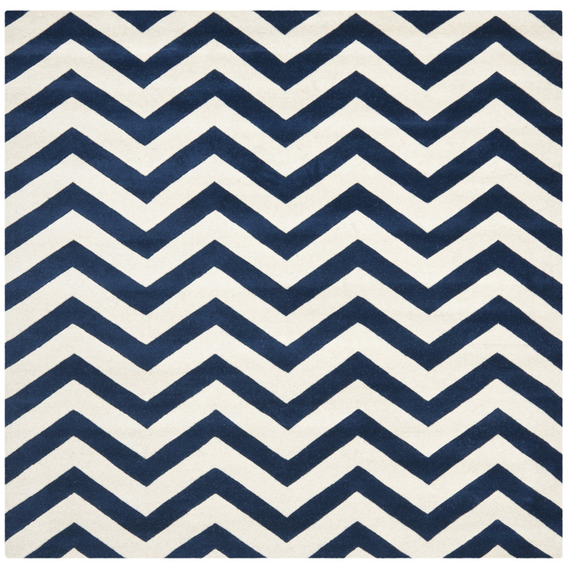 Terence Chevron Wool Hand Woven Area Rug, Square 152cm